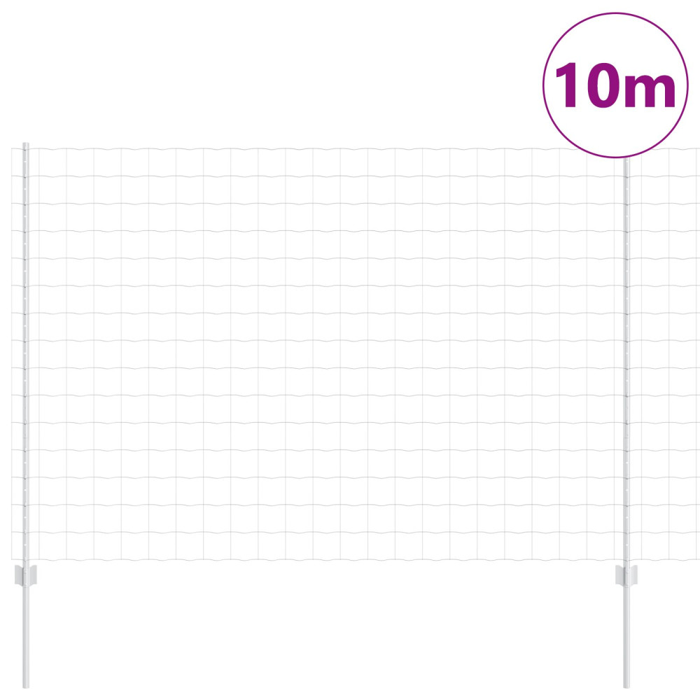 Produktbild för Euro Staket med Stöd 10 x 1,5 m Galvaniserat stål Silver Mesh