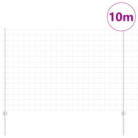 Produktbild för Euro Staket med Stöd 10 x 1,5 m Galvaniserat stål Silver Mesh