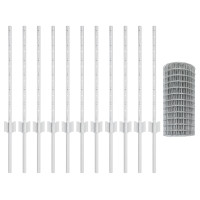 Produktbild för Euro Staket med Stöd 25 x 0,6 m Galvaniserat stål Silver Mesh