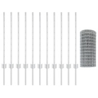 Produktbild för Euro Staket med Stöd 25 x 0,8 m Galvaniserat stål Silver Mesh