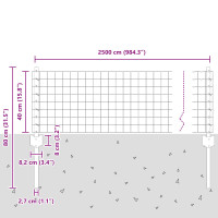 Produktbild för Euro Staket med Stöd 25 x 0,4 m Galvaniserat stål Silver Mesh