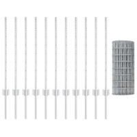 Produktbild för Euro Staket med Stöd 25 x 0,8 m Galvaniserat stål Silver Mesh