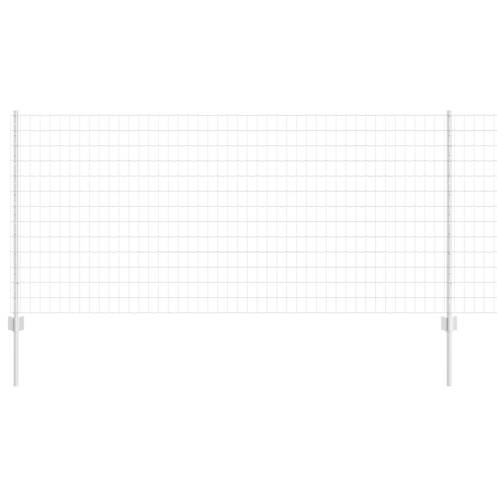 Produktbild för Euro Staket med Stöd 25 x 1 m Galvaniserat stål Silver Mesh