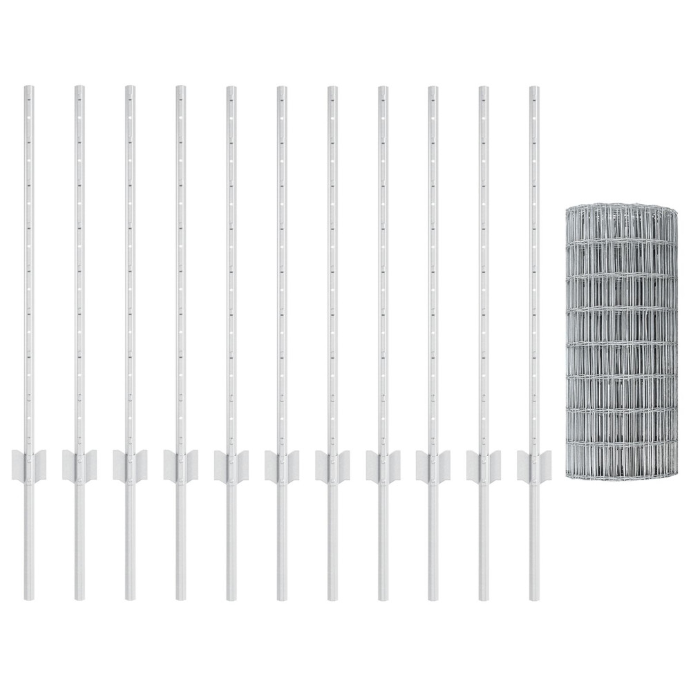 Produktbild för Euro Staket med Stöd 25 x 0,8 m Galvaniserat stål Silver Mesh