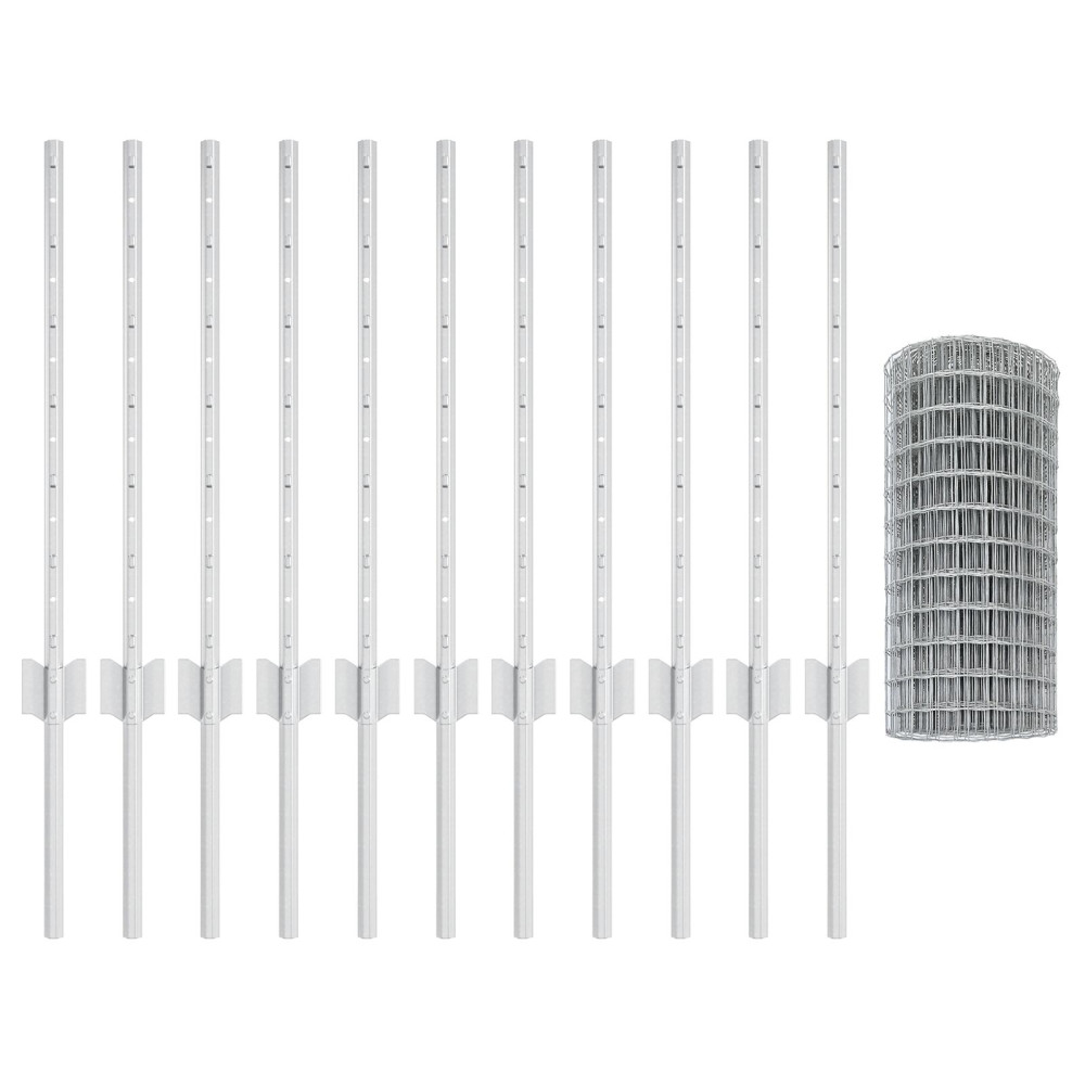 Produktbild för Euro Staket med Stöd 25 x 0,6 m Galvaniserat stål Silver Mesh