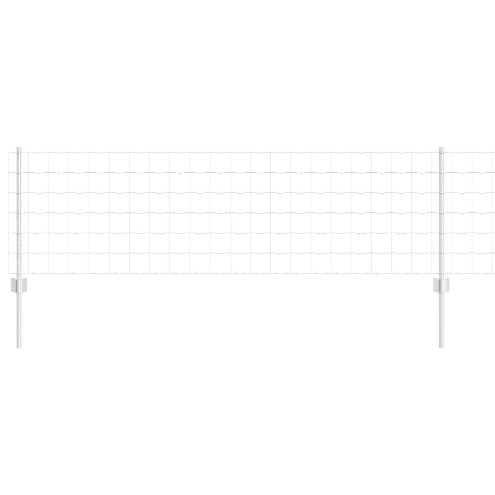 Produktbild för Euro Staket med Stöd 25 x 0,6 m Galvaniserat stål Silver Mesh