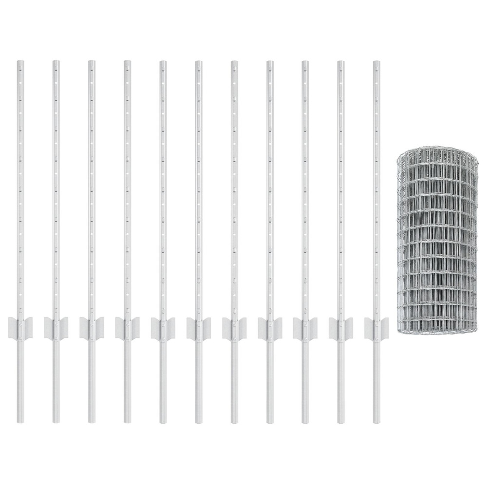 Produktbild för Euro Staket med Stöd 25 x 0,8 m Galvaniserat stål Silver Mesh