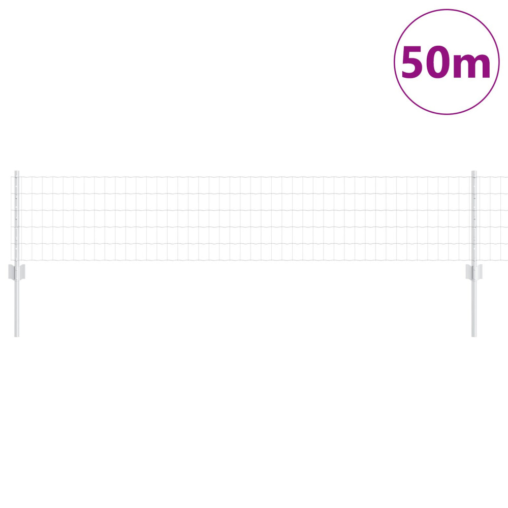 Produktbild för Euro Staket med Stöd 50 x 0,4 m Galvaniserat stål Silver Mesh