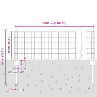 Produktbild för Euro Staket med Stöd 50 x 0,4 m Galvaniserat stål Silver Mesh