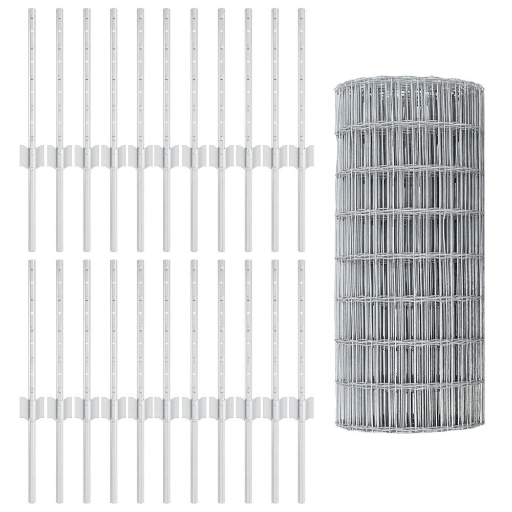 Produktbild för Euro Staket med Stöd 50 x 0,4 m Galvaniserat stål Silver Mesh