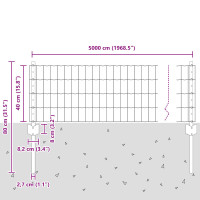 Produktbild för Euro Staket med Stöd 50 x 0,4 m Galvaniserat stål Silver Mesh