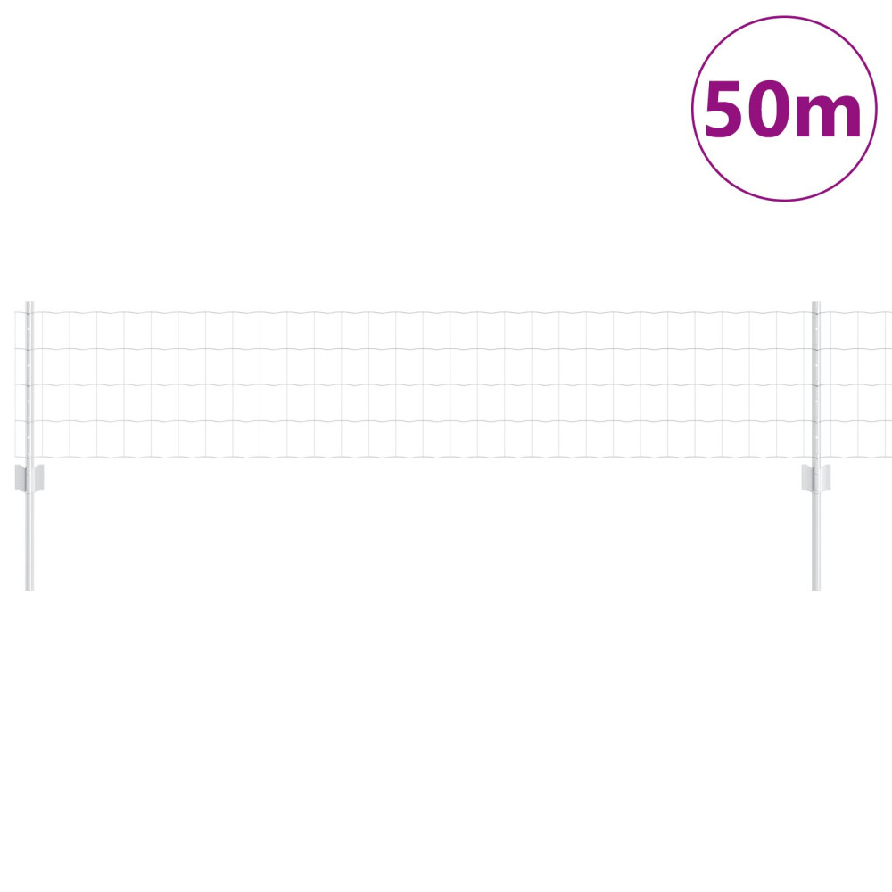 Produktbild för Euro Staket med Stöd 50 x 0,4 m Galvaniserat stål Silver Mesh