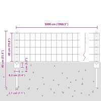 Produktbild för Euro Staket med Stöd 50 x 0,4 m Galvaniserat stål Silver Mesh