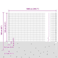 Produktbild för Euro Staket med Stöd 10 x 1,2 m Galvaniserat stål Silver Mesh