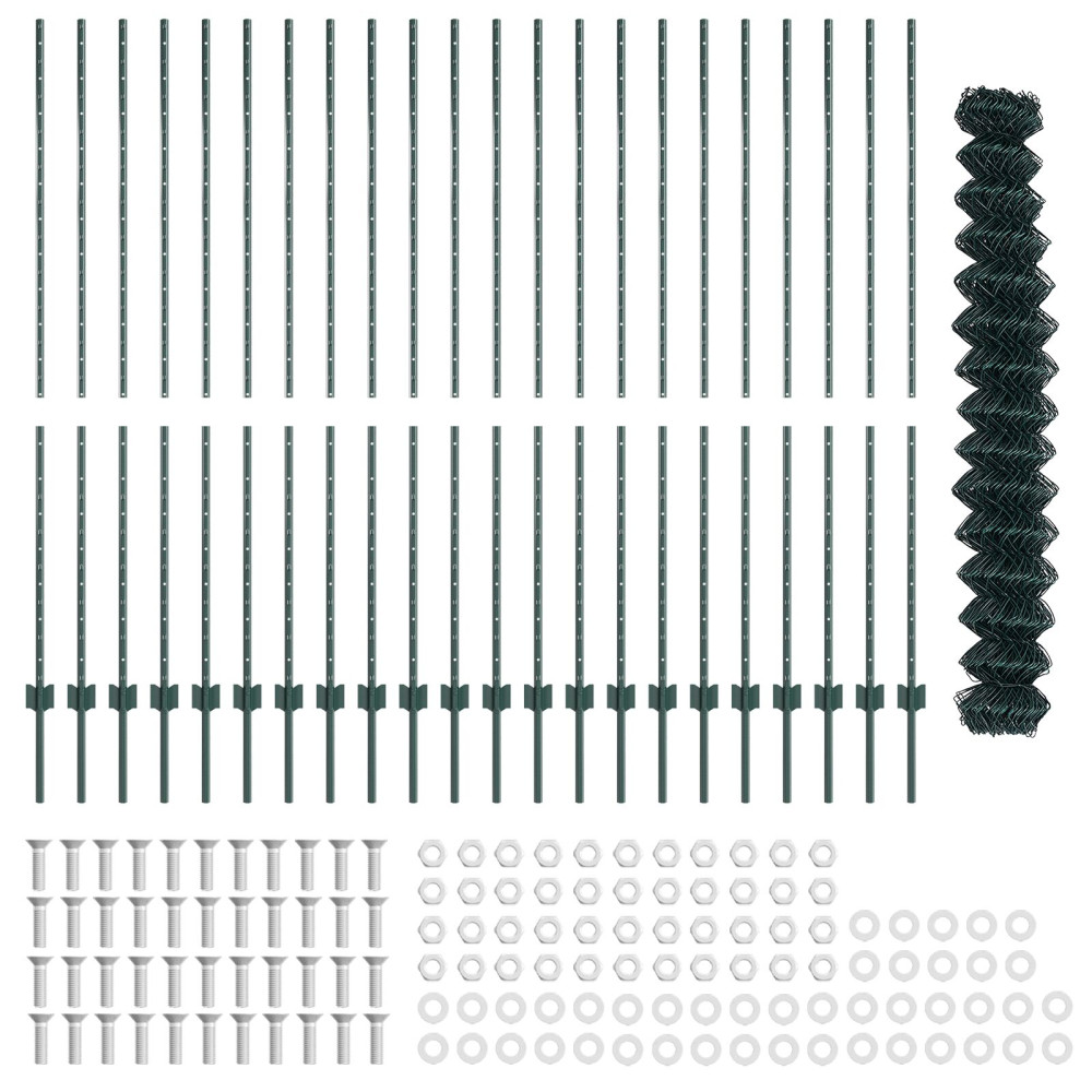 Produktbild för Kedjegaller med stolpe 25 x 1,5 m Galvaniserat stål Grön Mesh