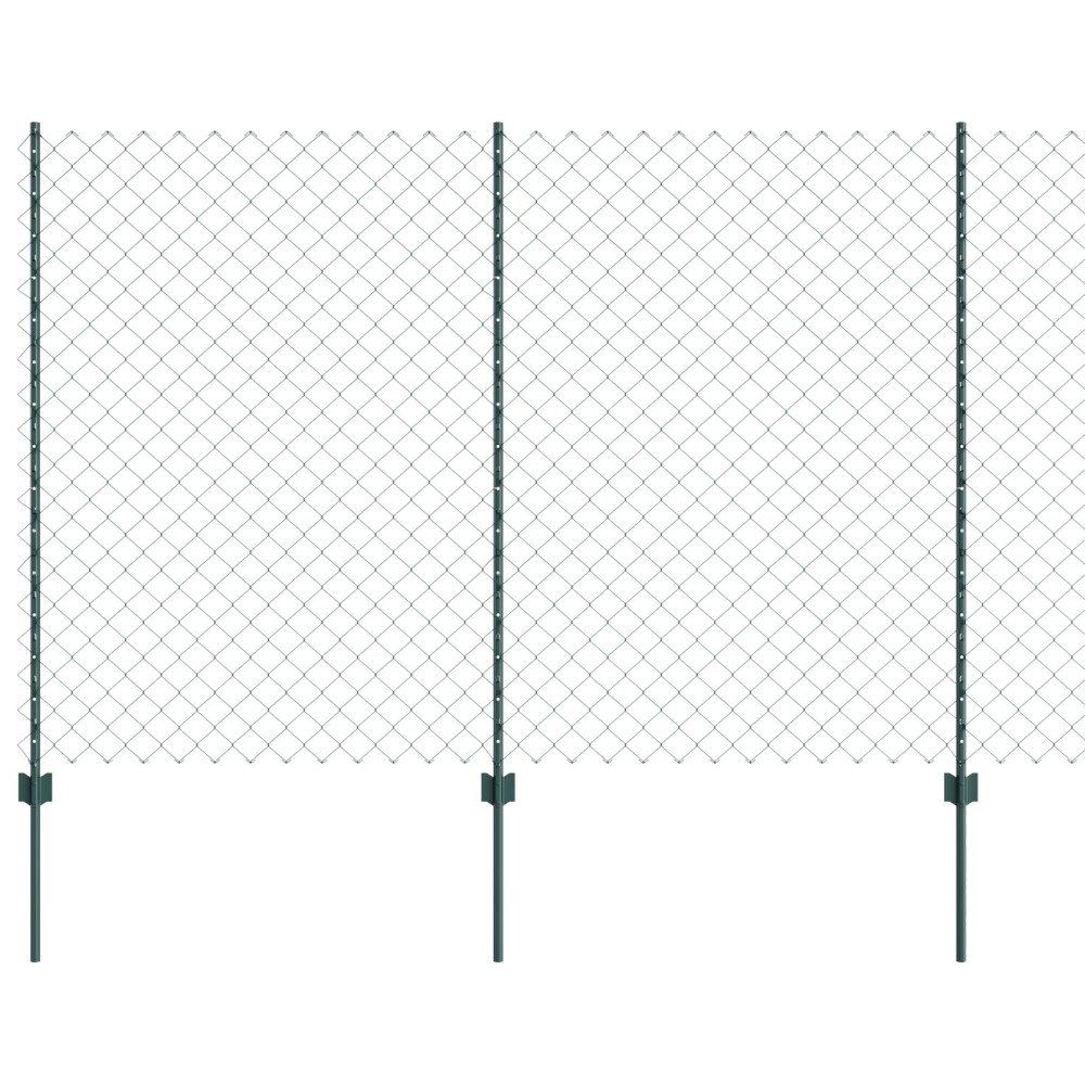 Produktbild för Kedjegaller med stolpe 25 x 1,5 m Galvaniserat stål Grön Mesh