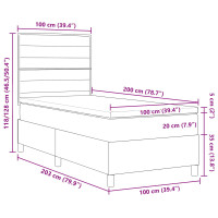 Produktbild för Bäddfjäder med madrass med huvudgavel Mörkbrun 100 x 200 cm tyg