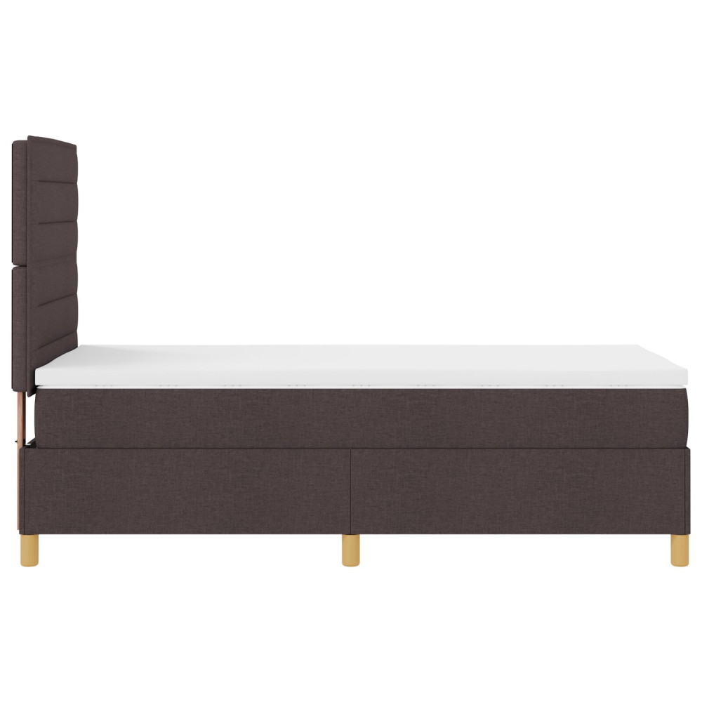 Produktbild för Bäddfjäder med madrass med huvudgavel Mörkbrun 100 x 200 cm tyg