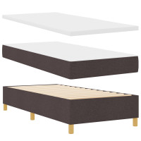 Produktbild för LED Box Säng med madrass Mörkbrun 100 x 200 cm tyg