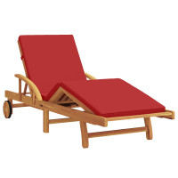 Produktbild för Solstol Röd 200 x 67 x 84 cm Massivt Akaciaträ