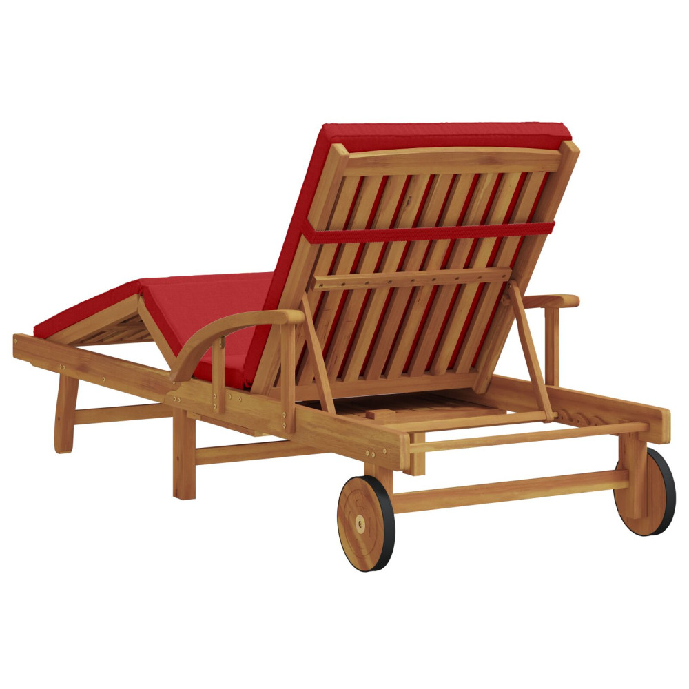 Produktbild för Solstol Röd 200 x 67 x 84 cm Massivt Akaciaträ