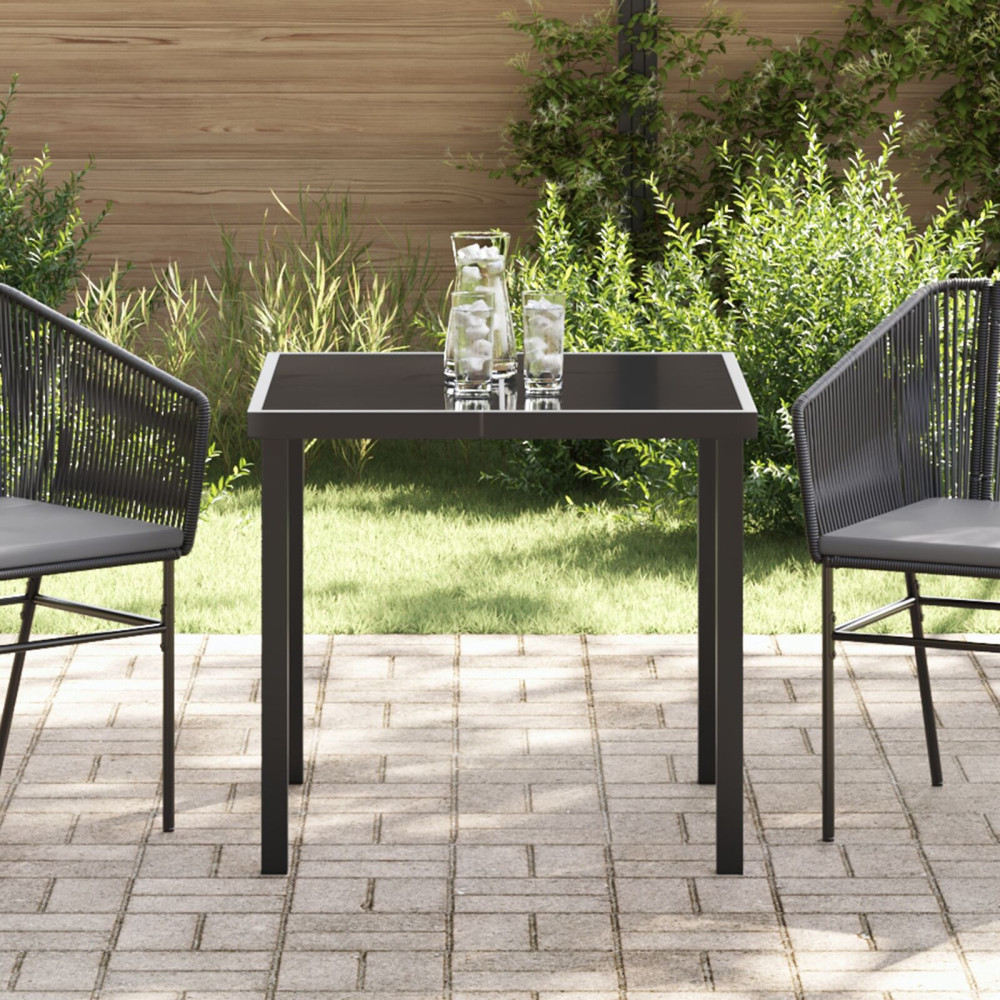 Produktbild för Trädgårdsbord Svart 80 x 80 x 73 cm Metall