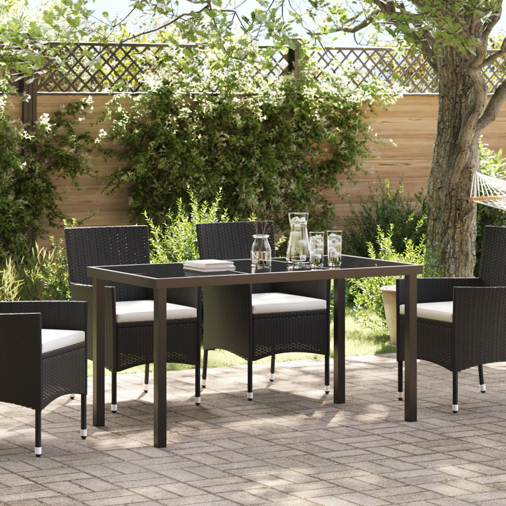 Produktbild för Trädgårdsbord Svart 140 x 70 x 73 cm Metall