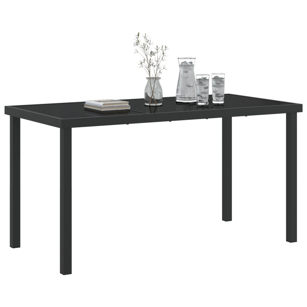 Produktbild för Trädgårdsbord Svart 140 x 70 x 73 cm Metall