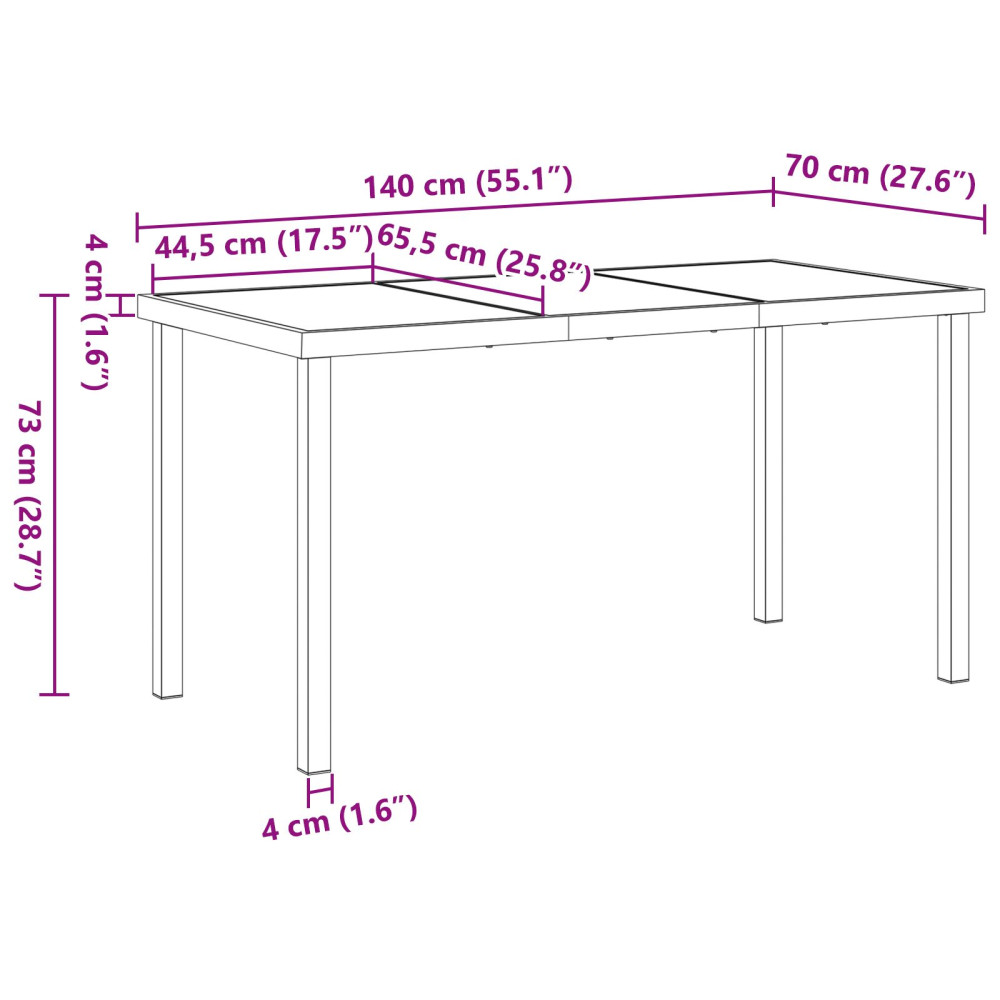 Produktbild för Trädgårdsbord Svart 140 x 70 x 73 cm Metall