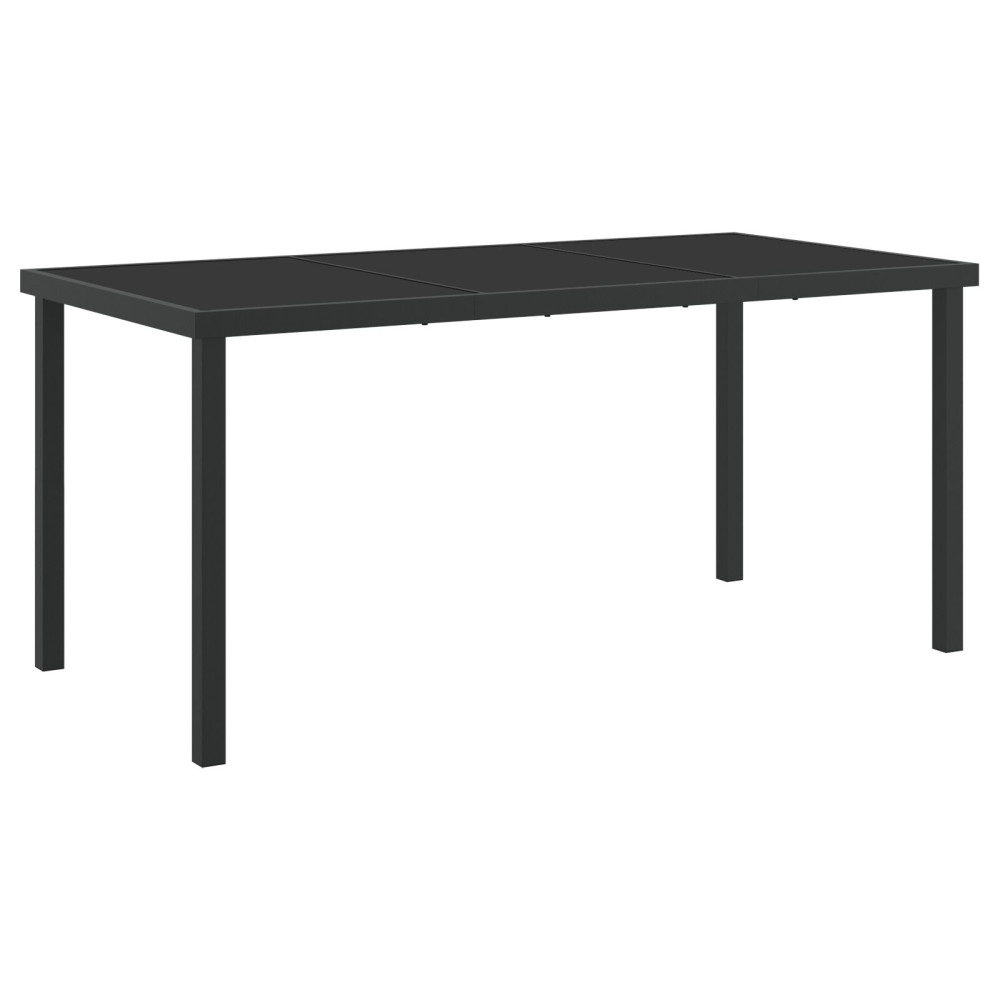Produktbild för Trädgårdsbord Svart 160 x 80 x 73 cm Metall