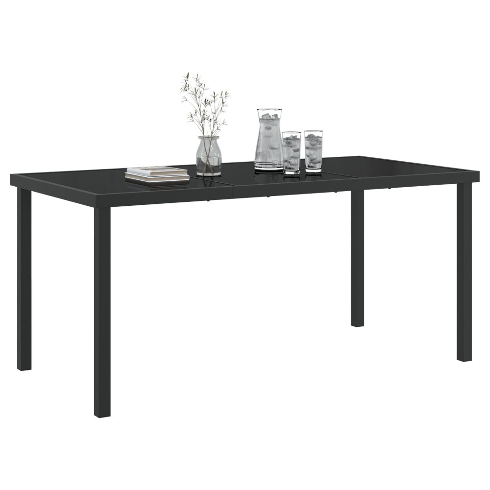 Produktbild för Trädgårdsbord Svart 160 x 80 x 73 cm Metall