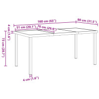 Produktbild för Trädgårdsbord Svart 160 x 80 x 73 cm Metall