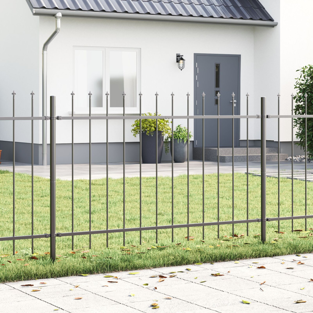 Produktbild för Trädgårdsstängsel 4 pcs Grå 6,8 x 1,2 m Pulverlackerad stål