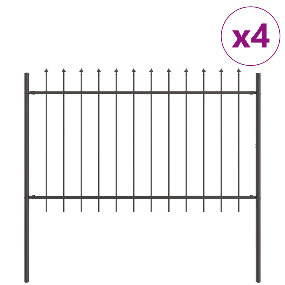 Produktbild för Trädgårdsstängsel 4 pcs Grå 6,8 x 1,2 m Pulverlackerad stål