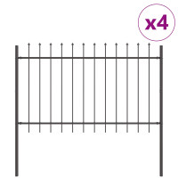 Produktbild för Trädgårdsstängsel 4 pcs Grå 6,8 x 1,2 m Pulverlackerad stål