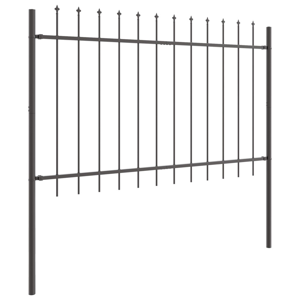 Produktbild för Trädgårdsstängsel 4 pcs Grå 6,8 x 1,2 m Pulverlackerad stål