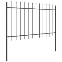 Produktbild för Trädgårdsstängsel 4 pcs Grå 6,8 x 1,2 m Pulverlackerad stål