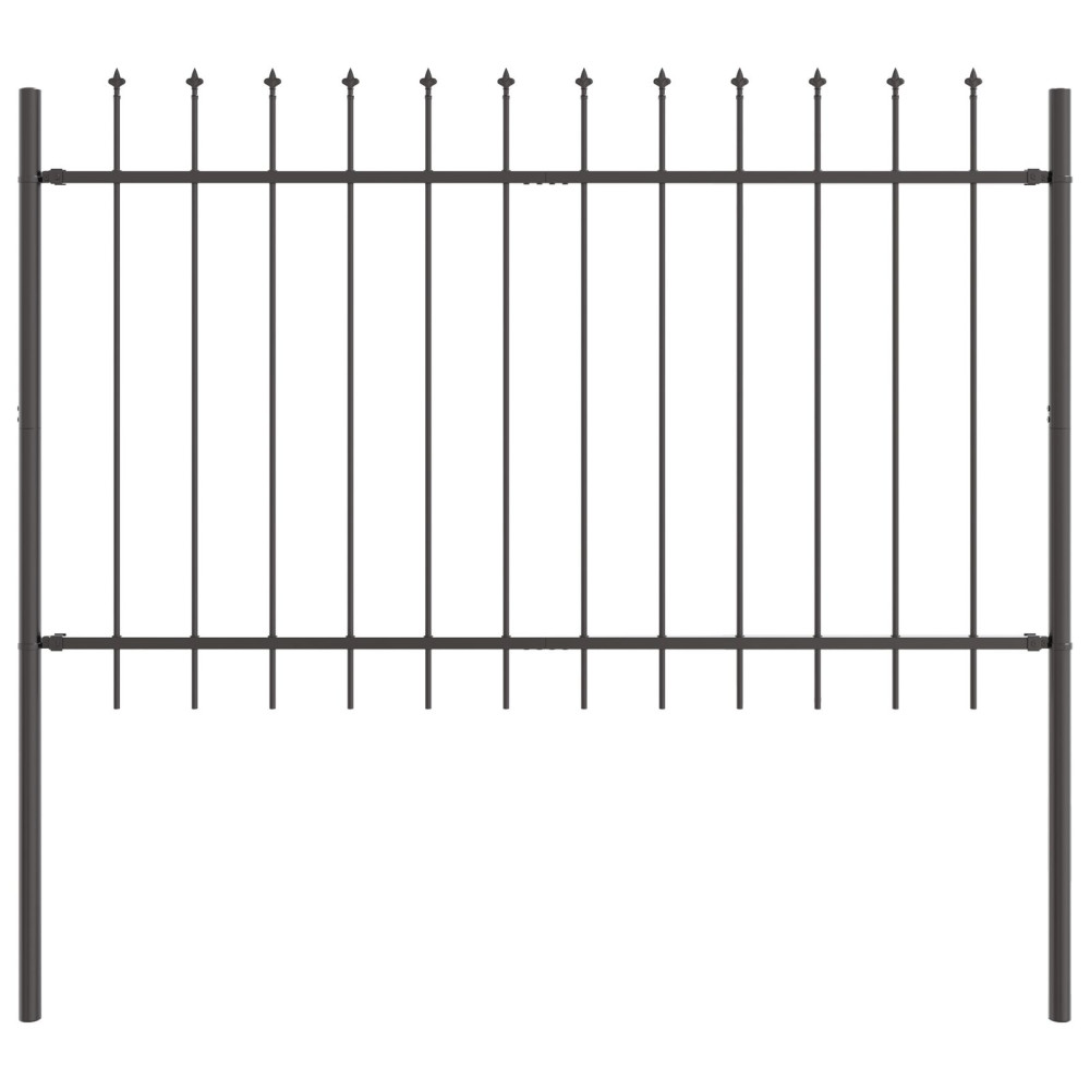 Produktbild för Trädgårdsstängsel 4 pcs Grå 6,8 x 1,2 m Pulverlackerad stål