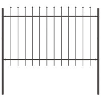 Produktbild för Trädgårdsstängsel 4 pcs Grå 6,8 x 1,2 m Pulverlackerad stål