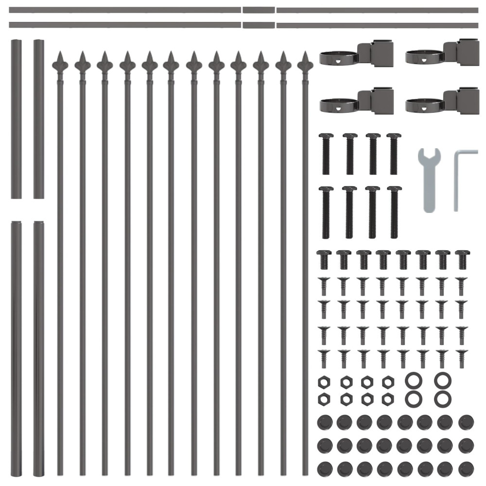 Produktbild för Trädgårdsstängsel 4 pcs Grå 6,8 x 1,2 m Pulverlackerad stål