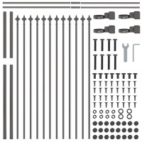 Produktbild för Trädgårdsstängsel 4 pcs Grå 6,8 x 1,2 m Pulverlackerad stål