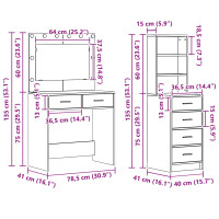 Produktbild för Smyckebord med låda Vit 78.5 x 41 x 135 cm Konstruerat trä