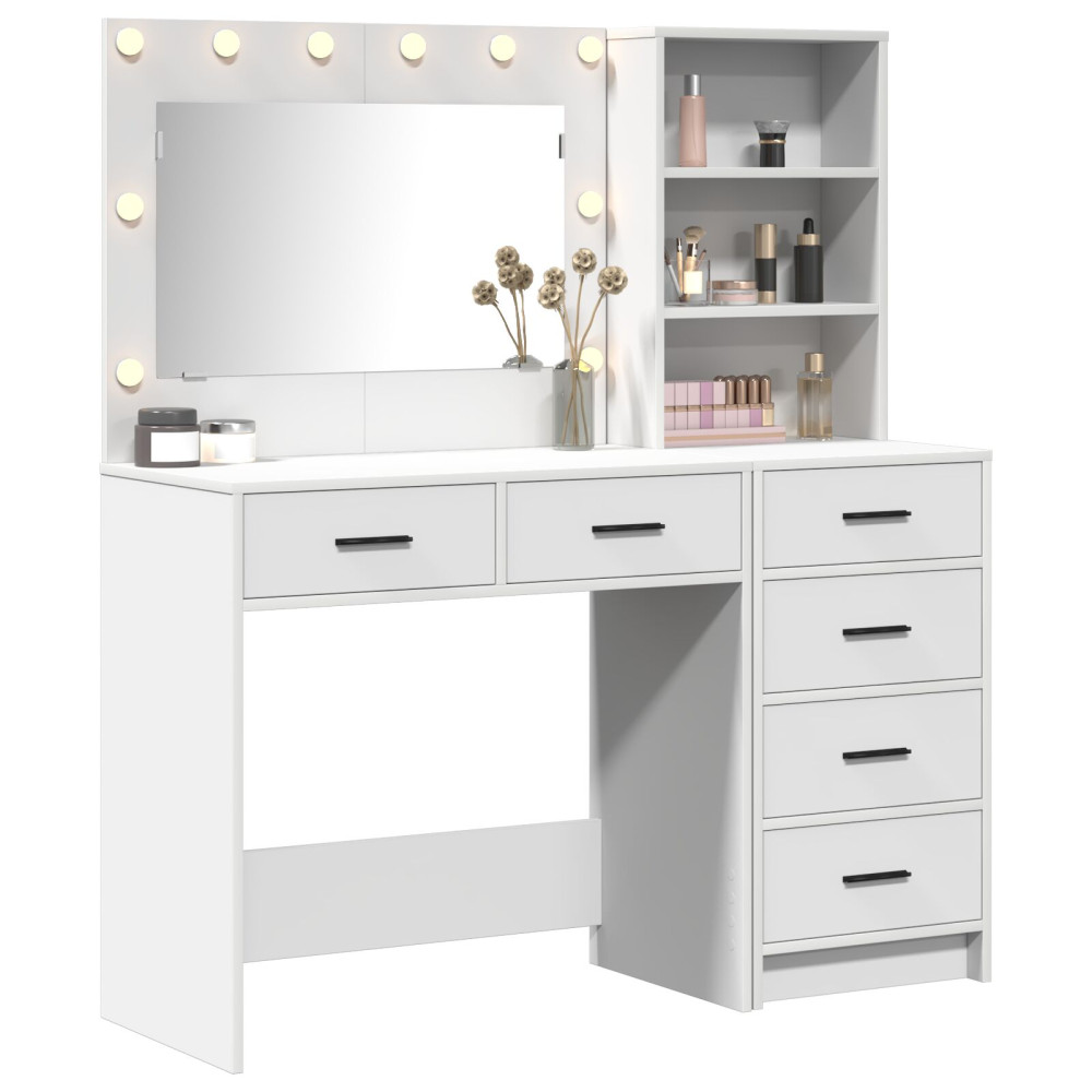 Produktbild för Smyckebord med låda Vit 78.5 x 41 x 135 cm Konstruerat trä