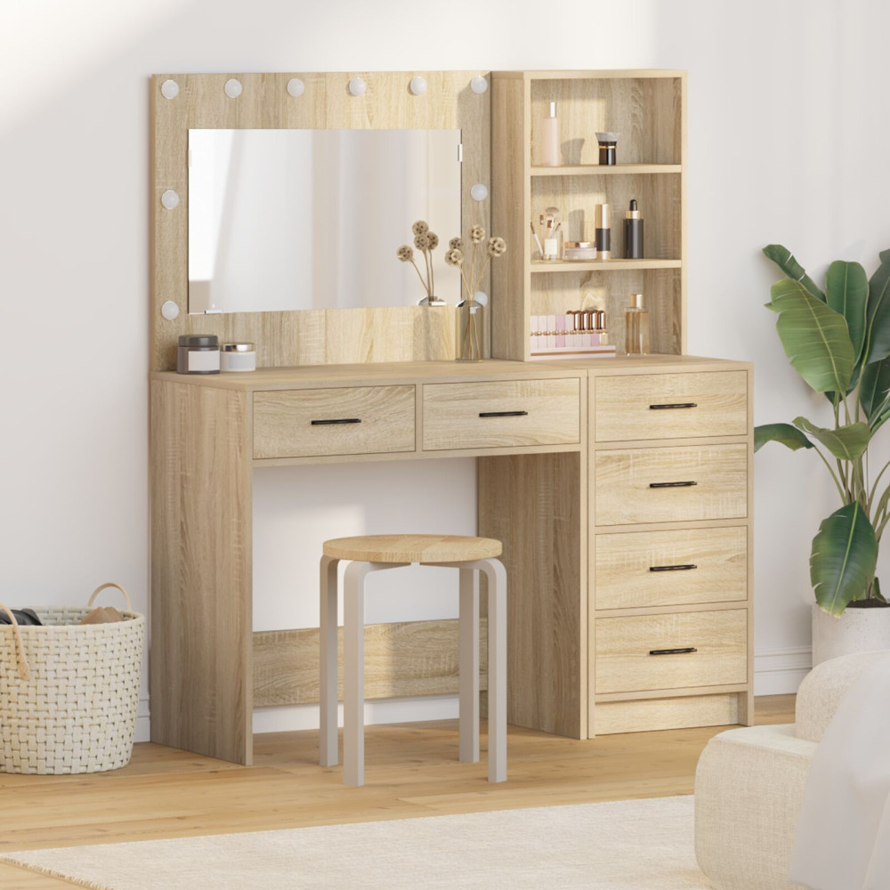 Produktbild för Smyckebord med låda Brun 78.5 x 41 x 135 cm Konstruerat trä