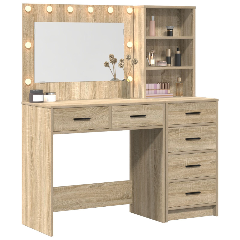 Produktbild för Smyckebord med låda Brun 78.5 x 41 x 135 cm Konstruerat trä