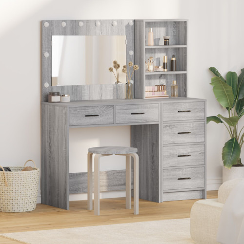 vidaXL Smyckebord med låda Ljusgrå 78.5 x 41 x 135 cm Konstruerat trä