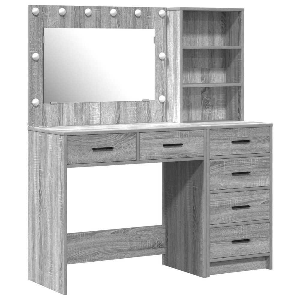 Produktbild för Smyckebord med låda Ljusgrå 78.5 x 41 x 135 cm Konstruerat trä