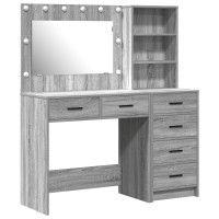 Produktbild för Smyckebord med låda Ljusgrå 78.5 x 41 x 135 cm Konstruerat trä
