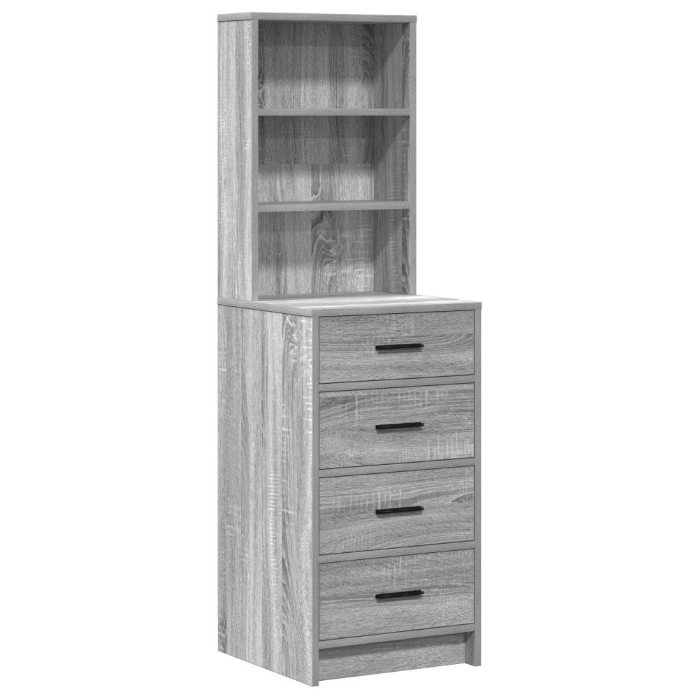 Produktbild för Smyckebord med låda Ljusgrå 78.5 x 41 x 135 cm Konstruerat trä