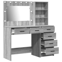 Produktbild för Smyckebord med låda Ljusgrå 78.5 x 41 x 135 cm Konstruerat trä